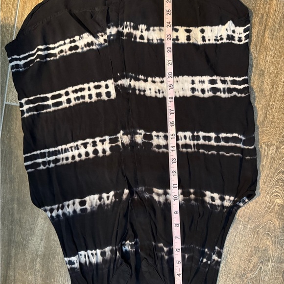 Bella Dahl Womens Cotton Tie Dye Striped Collared Buttoned Blouse Blue Size S - Picture 10 of 10